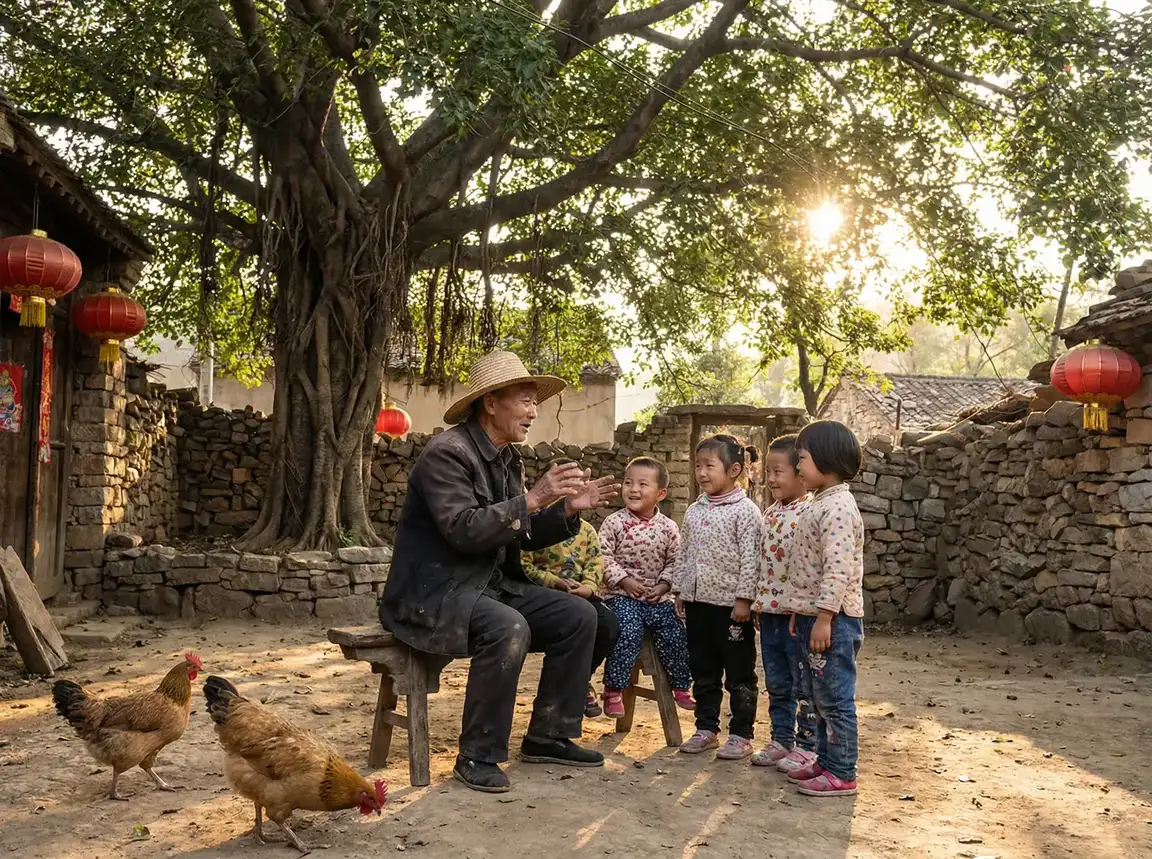 老人在大榕树下给孩子们讲故事 - 我的女主别太萌免费观看 乡村记忆